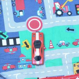 Car Play Mat, Road Circuit Children's Car Storage Pouch, Foldable Travel Toy, Firefighter Mat - thumbnail 2