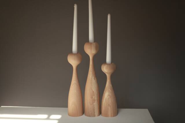Candlestick Wood Table Decor Gothic Style Japanese Candle Holder Scandinavian Primitive Minimalism Gift Idea Holiday - image 1