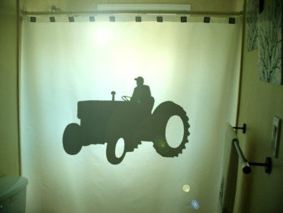 Farm Tractor Shower Curtain, Country Bathroom Decor, Customizable Fabric Curtain - image 1