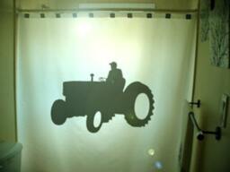 Farm Tractor Shower Curtain, Country Bathroom Decor, Customizable Fabric Curtain - thumbnail 1
