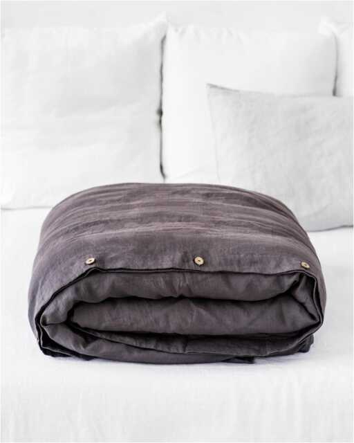 Charcoal Gray Linen Duvet Cover - Stonewashed Flax Bedding Dark Queen King Comforter Breathable Oeko Tex Midweight Set - image 1