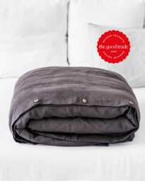 Charcoal Gray Linen Duvet Cover - Stonewashed Flax Bedding Dark Queen King Comforter Breathable Oeko Tex Midweight Set - thumbnail 1