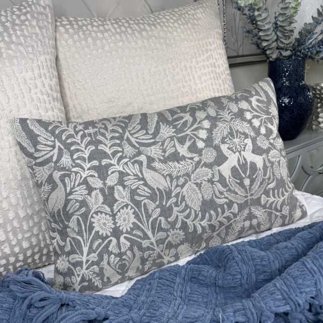 "Rustic Woodland Pillow Cover - Grey Throw Sham, 12"" X 20" - image 1
