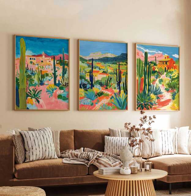 Set Of 3 Tucson Posters, Arizona Prints, Travel Poster Set, Desert Wall Art Decor, Landscape Print - image 1