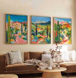 Set Of 3 Tucson Posters, Arizona Prints, Travel Poster Set, Desert Wall Art Decor, Landscape Print - thumbnail 1