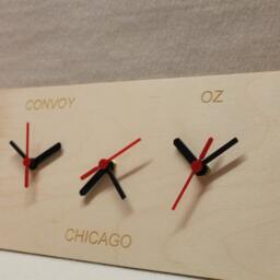 Custom Triple Wall Clock Wooden New York Dublin Sydney Chicago Or Whatever You Want - thumbnail 3