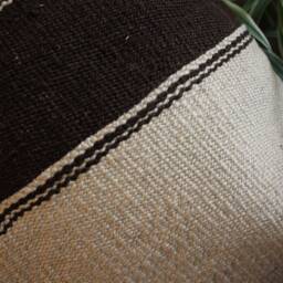 40cm - 16Inch Boho Kilim Cushion Cover Handwoven - Off White Black With Accents - thumbnail 3