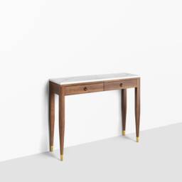 Walnut Console Table With Marble Top, Mid Century Entryway - thumbnail 2