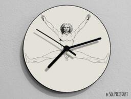 Funny Vitruvian Man 3, Leonardo Da Vinci, Anatomy, Da Vinci Drawing, Illustration, - Wall Clock - thumbnail 1