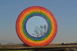 Large Rainbow Mirror, 63 cm Diameter Mirror, Decorative Wall Rainbow Furniture, Papermache Decor, New Home Gift