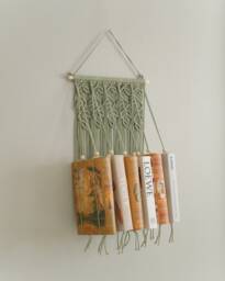 Macrame Book Storage, Wall Decor, Retro Bookshelf, Decorative Shelf, Holder, Kids Unique Birthday Gift I34 - thumbnail 1