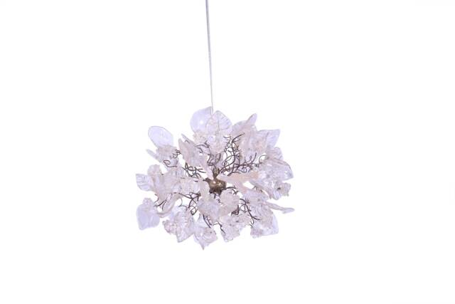 Pendant Light With Crystal Clear Flowers & Leaves For Hall, Bathroom Or As A Bedside Lamp - Unique Lighting - image 1