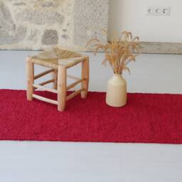 Medium Handwoven Red Cotton Rug, Bathroom Bedroom Hallway Carpet, Kitchen Bedside Roter Teppich - thumbnail 3