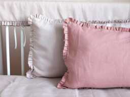 Cot Pillowcase, Baby Linen Pillow Case, Girl Case Ruffle, Kids Bedding, Linen Bedding Kids - thumbnail 1