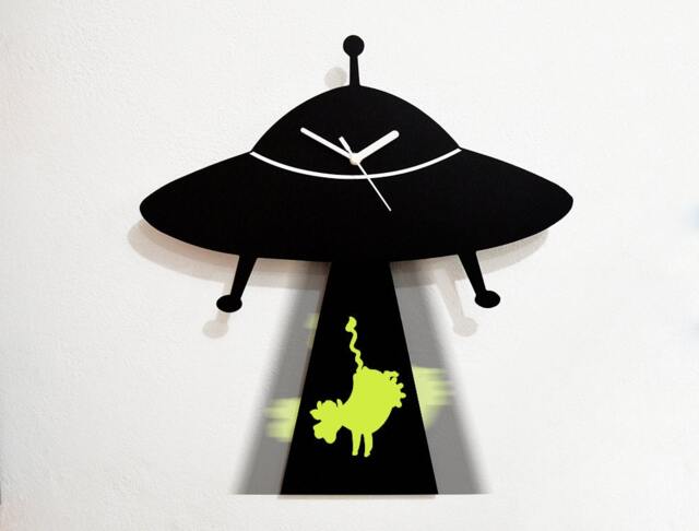 Ufo Abducting Cow Silhouette - Pendulum Wall Clock - image 1