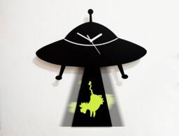Ufo Abducting Cow Silhouette - Pendulum Wall Clock