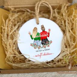 Bestie Christmas Ornament, Personalised Jumper Decoration, Custom Keepsake Bauble, Sister Gift - thumbnail 2