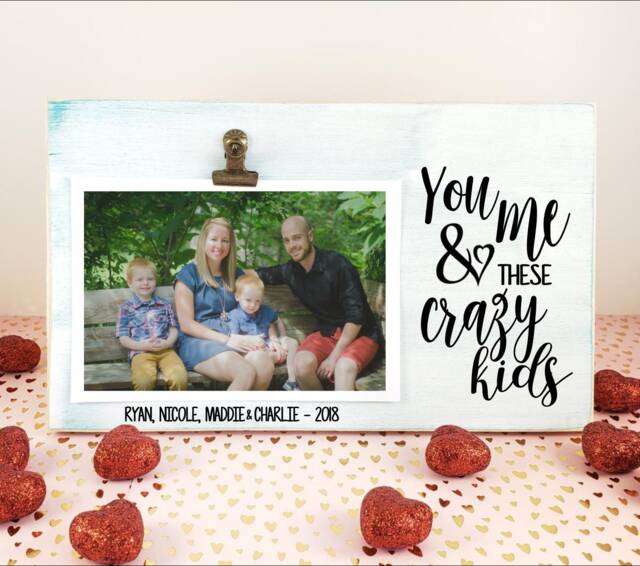 Valentine Gift For Wife Personalized Picture Frame, Birthday Or Anniversary Gift, You Me & These Crazy Kids, For Husband, Him Her - image 1