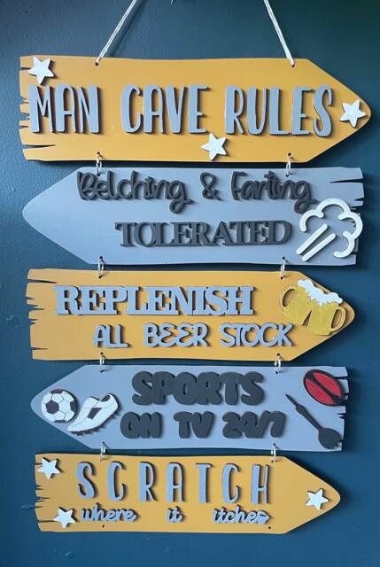 Man Cave Wall Sign, Wooden Plaques For Wall, Mens Man Decor, Fathers Day Gift, Birthday Gift Him - image 1