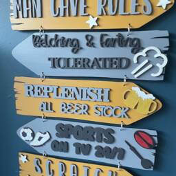 Man Cave Wall Sign, Wooden Plaques For Wall, Mens Man Decor, Fathers Day Gift, Birthday Gift Him - thumbnail 2