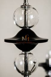 Hand Blown Black Murano Glass Chandelier - Modern Italian Lighting - thumbnail 2