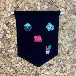 Small Pin Display, Pin Badge Canvas Pennant, Enamel Holder, Wall Hanging, Banner, Pennant - thumbnail 2