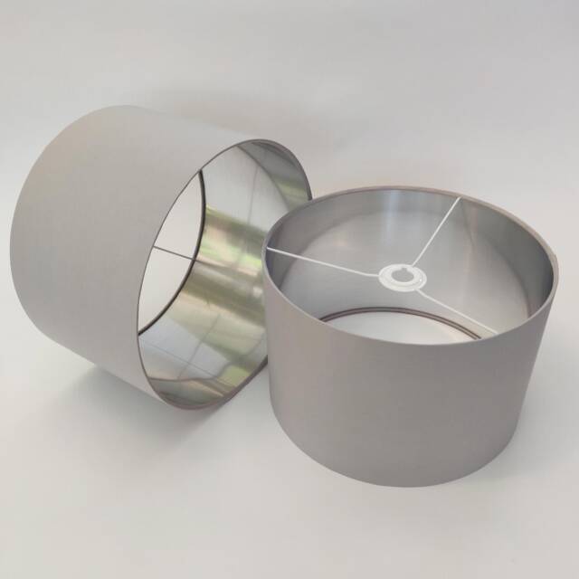 Light Grey Lampshade in Cotton With Silver Lining - image 1