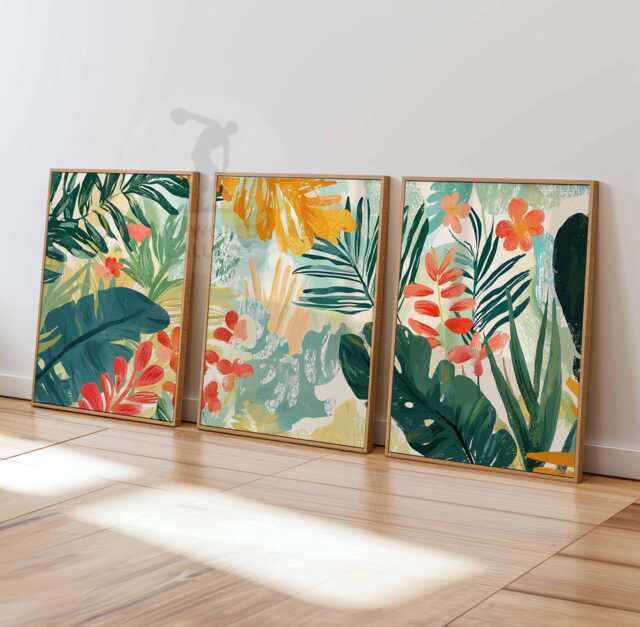 Henri Matisse Floral Set Of 3 Posters, Boho Wall Print, Botanical Decor, Tropical Jungle Aesthetic, Rousseau Art - image 1