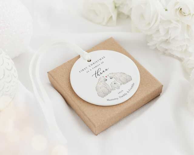 First Christmas As A Family Decoration - Of Three Keepsake Bauble Gift Ceramic Ornament Baby's - image 1