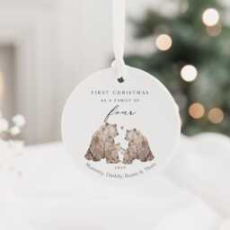 First Christmas As A Family Decoration - Of Three Keepsake Bauble Gift Ceramic Ornament Baby's - thumbnail 2