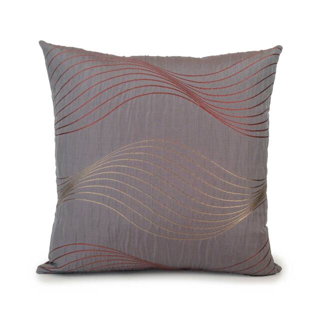 Purple Gray Pillow, Decorative Throw Pillow Cover, Cushion Accent Satin Blend Pillowcase, Tan & Dark Peach Silk Embroidery - image 1
