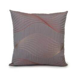Purple Gray Pillow, Decorative Throw Pillow Cover, Cushion Accent Satin Blend Pillowcase, Tan & Dark Peach Silk Embroidery - thumbnail 1