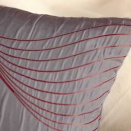 Purple Gray Pillow, Decorative Throw Pillow Cover, Cushion Accent Satin Blend Pillowcase, Tan & Dark Peach Silk Embroidery - thumbnail 3