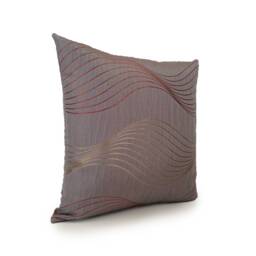 Purple Gray Pillow, Decorative Throw Pillow Cover, Cushion Accent Satin Blend Pillowcase, Tan & Dark Peach Silk Embroidery - thumbnail 2