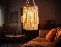 Macrame Lamp Shade, Patio Decor, Lights, Lighting Chandelier, Lamps Shades, Party Decorations, Natural Boho V09