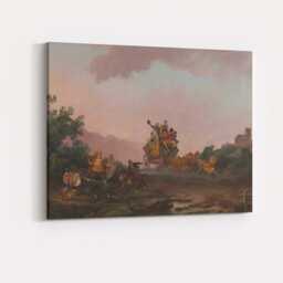 Georgian Horse Drawn Carriage Country Road Scene Canvas Wall Art Print Decor Picture Ready To Hang - thumbnail 4