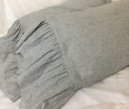 A Pair Of Subtle Black & White Ticking Striped Pillow Cases With Mermaid Long Ruffles - thumbnail 1