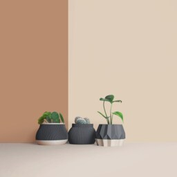 Set Of 3D Wooden Indoor Plant Pots - Gift For Lovers Apartment Decoration Minimalist Geometric Design - thumbnail 3