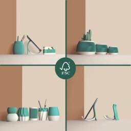 Set Of 3D Wooden Indoor Plant Pots - Gift For Lovers Apartment Decoration Minimalist Geometric Design - thumbnail 4