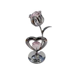 Personalised Engraved Crystocraft Heart & Tulip Ornament With Soft Pink Crystals Ideal For Birthday Mothers Day Christmas Gift - thumbnail 2