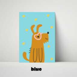 Cute Dog Print - Kids Bedroom Poster Playroom Nursery Prints Retro Bright Colourful Fun Quote Room Decor Rainbow Animals - thumbnail 2