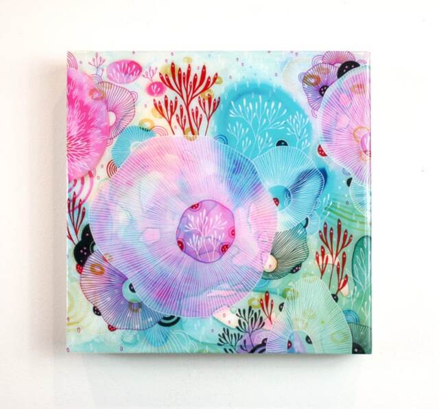 Reef - Resin-Coated Art Print On Wood Panel 10x10 - image 1