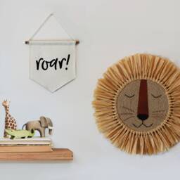 Roar Canvas Banner - Neutral Safari Nursery Decor Jungle Wall Flag Pennant Hanging - thumbnail 2