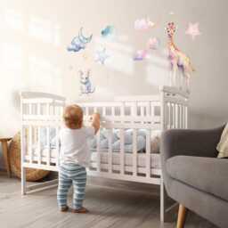 Magical Nature Wall Stickers For Baby Room, Pink Children's Room Decor, Animals Decal Kids Self Adhesive - thumbnail 3