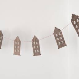 Garland Amsterdam Canal Houses Made Of Wood - Wall Decoration House Wooden Garland - thumbnail 3