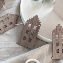 Garland Amsterdam Canal Houses Made Of Wood - Wall Decoration House Wooden Garland - thumbnail 1