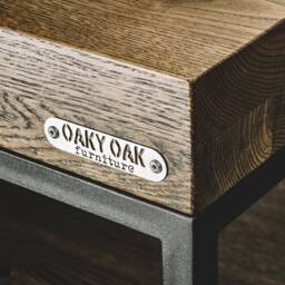 Oak Coffee Table, Black Metal Frame, Industrial Rustic Decor - thumbnail 2