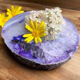 Purple Agate Slab Candle Holder - Boho Home Decor - thumbnail 2