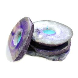 Purple Agate Slab Candle Holder - Boho Home Decor - thumbnail 3