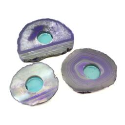 Purple Agate Slab Candle Holder - Boho Home Decor - thumbnail 4